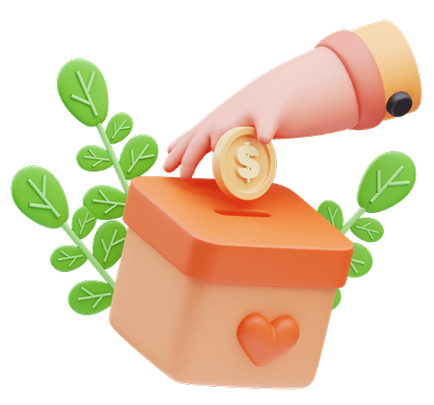 Hand placing a coin into a donation box